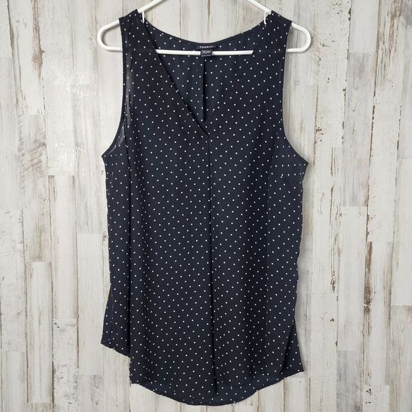 Talbots Georgette Tunic Tank Black Dots Size 1 - Picture 1 of 10